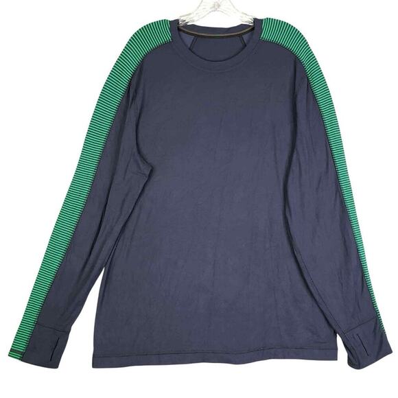 Lululemon Mens M Medium? Velocity Long Sleeve Stretch Athletic Stripe Shirt - Picture 2 of 8
